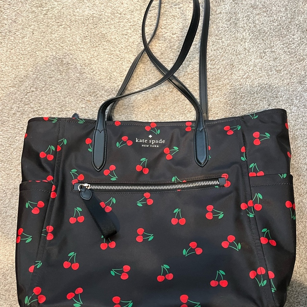 Kate Spade Black Tote with Cherry Design (Large)